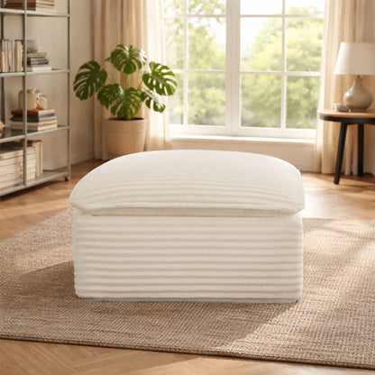 Square Vacuum Compressed Ottoman, No-Assembly High Density Foam Foot Stool, Fire Resistant Fabric for Small Apartment