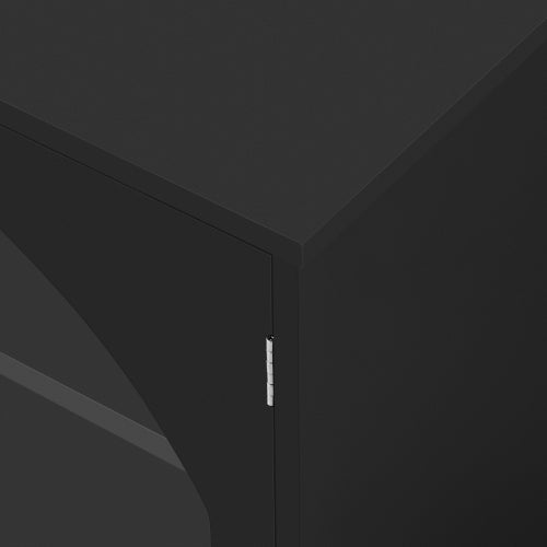 68.9 Inch Minimalist Arched Glass TV Stand for 75 Inch TV with 3 Drawers & Adjustable Shelves