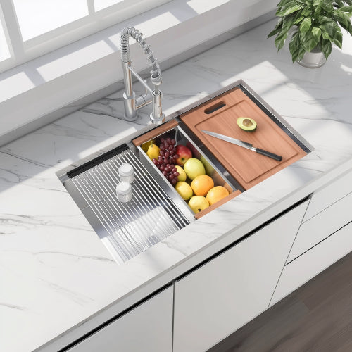 33 Undermount Workstation Sink-33 x 19 Inch Undermount Stainless Steel Kitchen Sink 18 Gauge