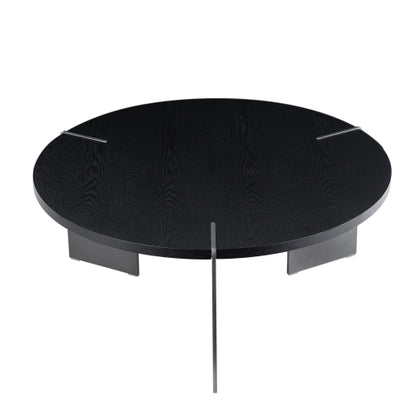 Round Coffee Table, Black Oak Top & Metal Feet