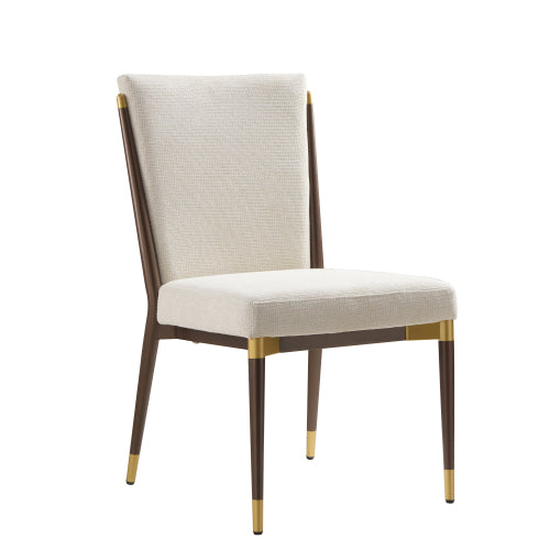 Set of 2 Modern Armless Dining Chairs, Iron Tube Frame with Gold Accents, Toothpick Design Upholstered Chairs, 250lbs