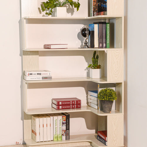 90cm Corner Bookshelf with Anti-Drop Panel and Open Shelves