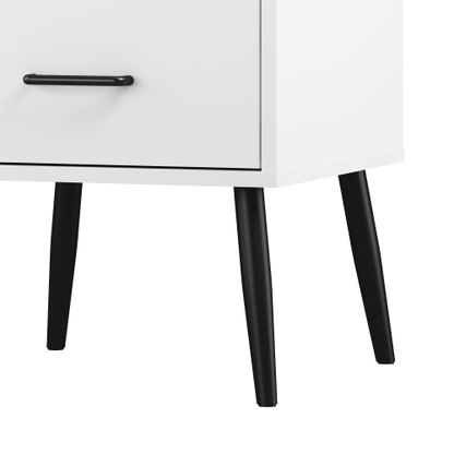 2-Drawer Nightstand with Metal Legs and Metal Handles, Modern White Bedside Table, Small End Table for Bedroom, Living Room or Apartment