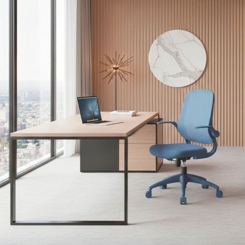 Ergonomic Color Office Chair 300lb (About 149.7kg), Home Office, Mesh Back, Integrated Molded Foam, Comfortable Sitting, Flipping Armrest, Fireproof, Rotating, Lifting Multifunctional Chair (Blue)
