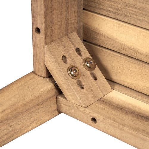 Outdoor Acacia Wood Loveseat with Coffee Table, Light Teak Frame, Beige Cushion