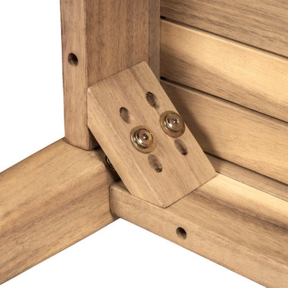 Outdoor Acacia Wood Loveseat with Coffee Table, Light Teak Frame, Beige Cushion