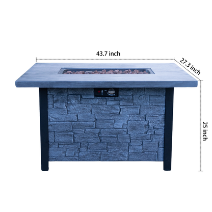 44" W x 25" H Outdoor Patio Propane Gas Fire Pit Table - 50,000 BTU High