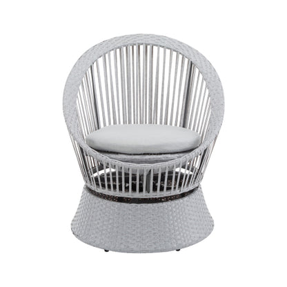 26.7" Modern Silver Swivel Wicker Lounge Chair with xianRattan and Iron Frame,