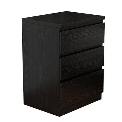 19.7 Inch Black Handle-Free Nightstand, 3 Drawers Thickened Top Plate Modern Side Table