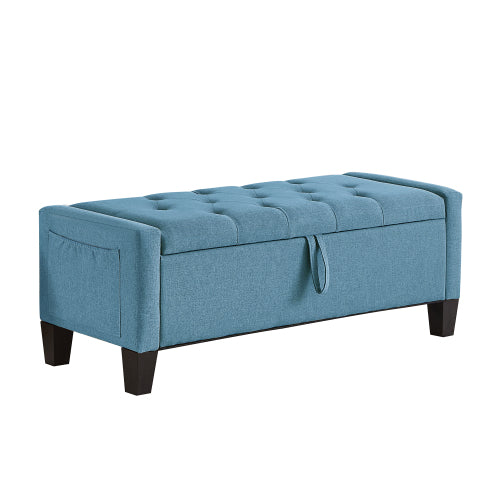 Ottoman with Storage, Storage Ottoman Bench with Safety Hinge 350 lb Weight, Upholstered Entryway Bench with Seating for Bedroom, Living Room - Light Blue