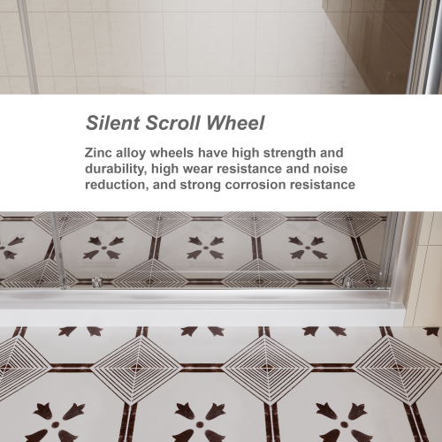 60.in W x 72.in H Single Sliding Shower Door, 1/5 inch Thick Clear Tempered Glass Shower Door with Stainless Steel Handle, Chrome