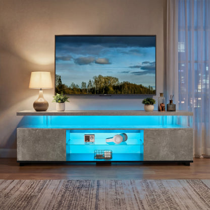 Gray and Black 55 inch LED TV Stand with Storage Cabinet
