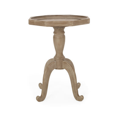 French Country Octagonal Accent Table, Distressed Faux Wood Spider Leg End Table, 18.25inch W¡Á18.25inch D¡Á25inch H