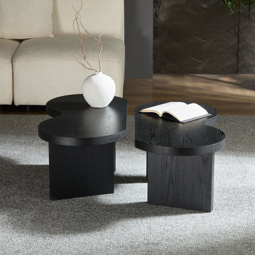 31.49inch  Butterfly Shaped MDF Coffee Table, Black