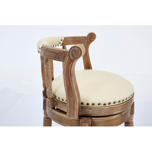 Cow top Leather Wooden Bar Stools, 360 Degree Swivel Bar Chair with Backs,Bar height Couner Height Barstools  for Home Kitchen Dining Room and Bar Room(Beige 1pc)