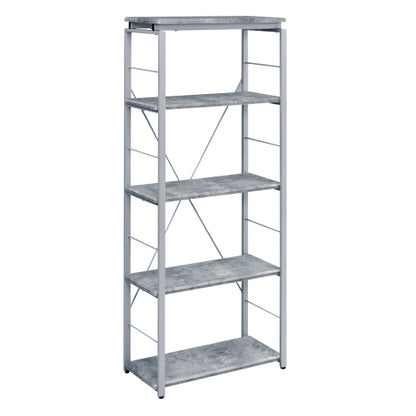 Grey and Silver 4 Shelf Bookcase Industrial Rustic Bookshelf Wooden Shelves Steel Frame