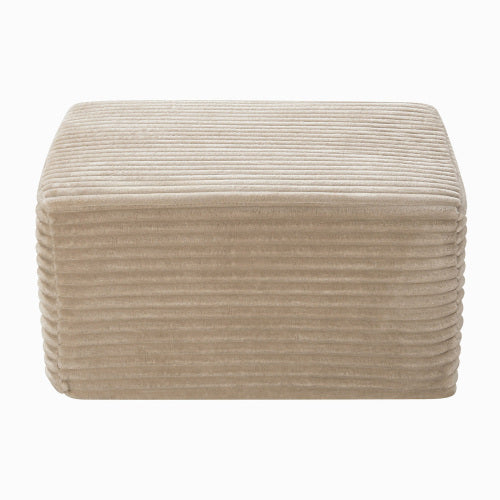 37.5 Inch Square Corduroy Upholstered Ottoman, Soft Padded Multi-Use Foot Stool for Bedroom & Living Room Decor