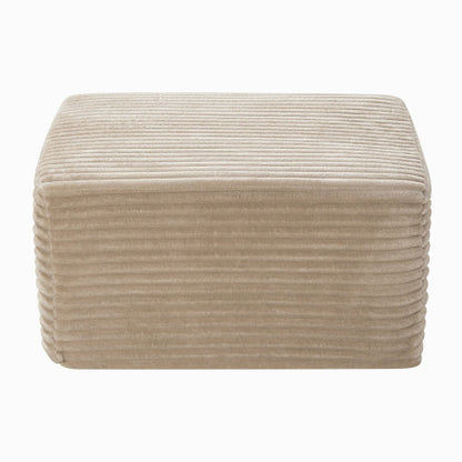 37.5 Inch Square Corduroy Upholstered Ottoman, Soft Padded Multi-Use Foot Stool for Bedroom & Living Room Decor