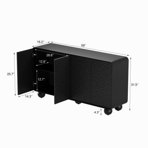 Modern Honeycomb Textured Sideboard Buffet Cabinet