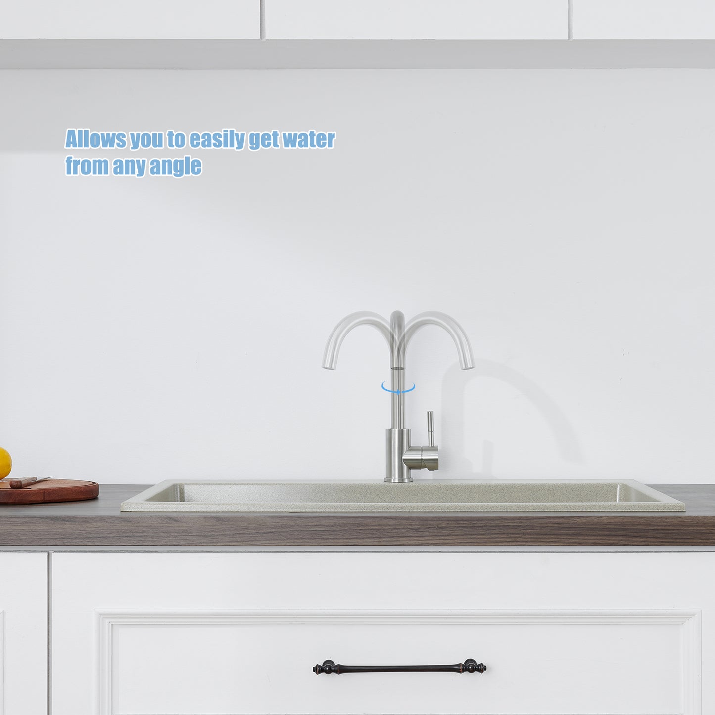 Single Handle Kitchen Bar Faucet with 360°, Single Hole Bar Kitchen Sink Faucet in Brushed Nickel