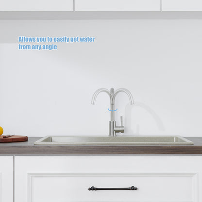 Single Handle Kitchen Bar Faucet with 360°, Single Hole Bar Kitchen Sink Faucet in Brushed Nickel