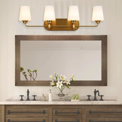 4-Light White Plus Gold Bathroom Vanity Light with Shade
