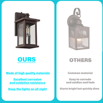 Oil Rubbed Bronze Lantern Hardwired Sconce Sensor Outdoor Sconce, Waterproof Outdoor Sconce,No Bulbs Included