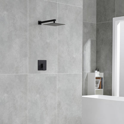 1-Spray Pattern 10 in. Wall Mount Square Fixed Shower Head in Matte Black