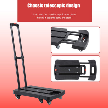 330 lbs. Folding Hand Truck, Dolly Cart for Moving, 6 Wheels Telescoping Hand Cart for Travel House Office Moving