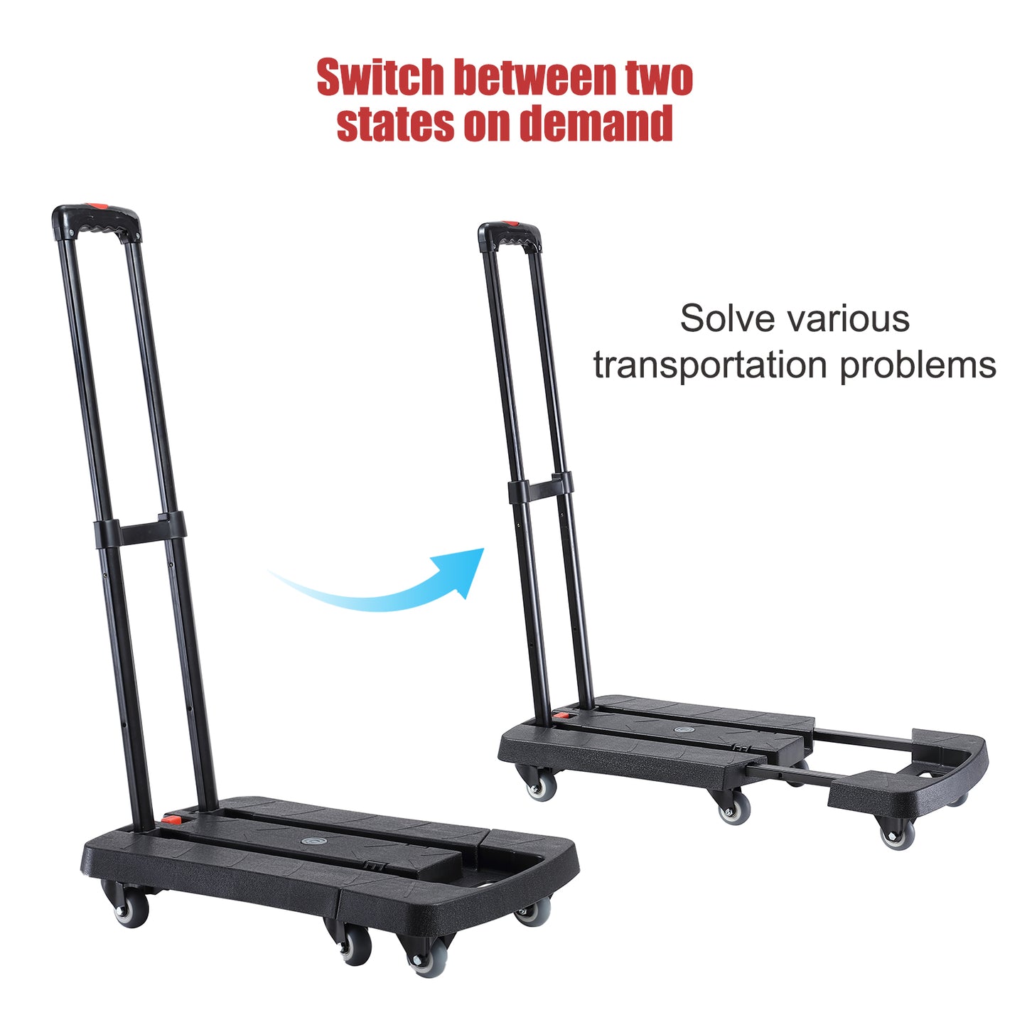 330 lbs. Folding Hand Truck, Dolly Cart for Moving, 6 Wheels Telescoping Hand Cart for Travel House Office Moving