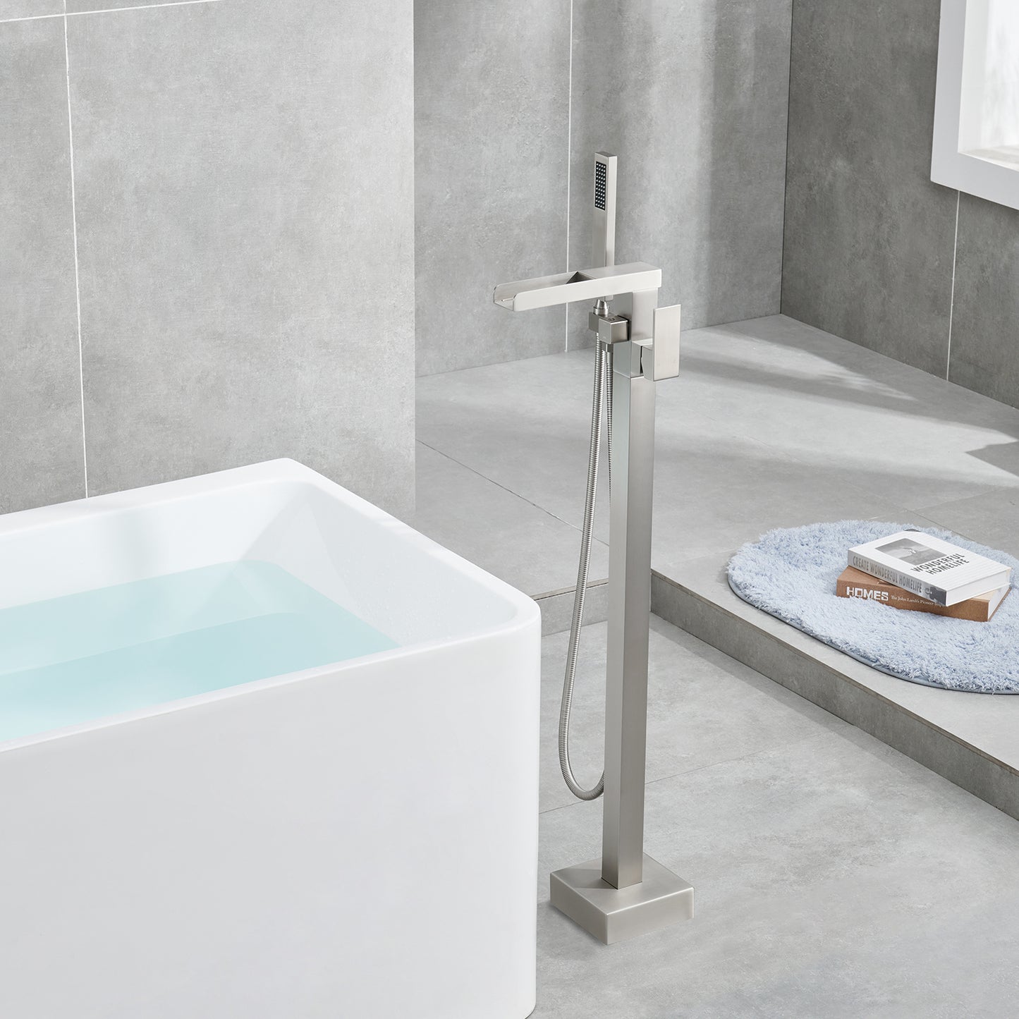 Single-Handle Free Standing Claw Foot Freestanding Tub Faucet with Handheld Shower in Chrome