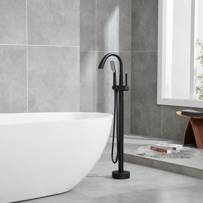 Single-Handle Freestanding Tub Faucet with Handheld Shower in. Matte Black