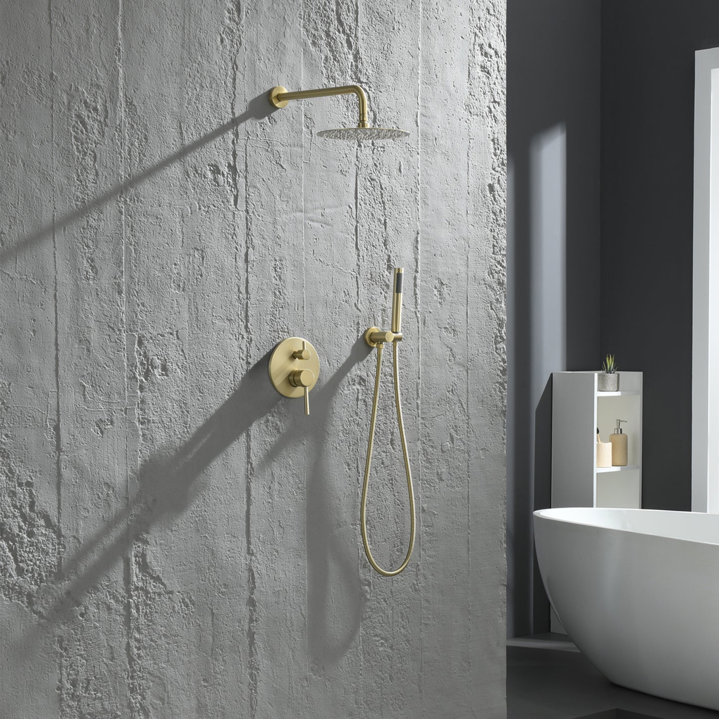 2-Spray Patterns Wall Mounted Handheld Shower Head 1.5 GPM in Brushed Gold