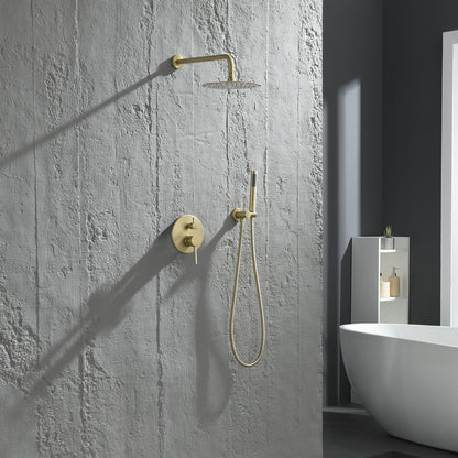 2-Spray Patterns Wall Mounted Handheld Shower Head 1.5 GPM in Brushed Gold