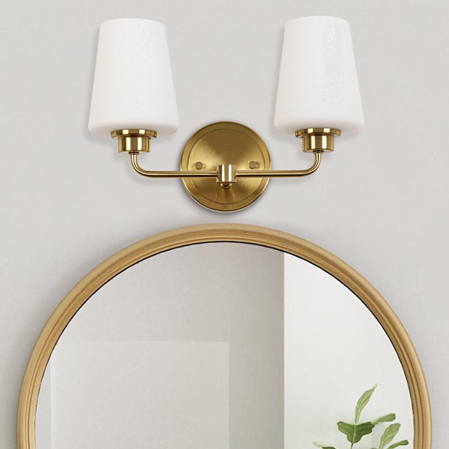 2-Light White Plus Gold Bathroom Vanity Light with Shade