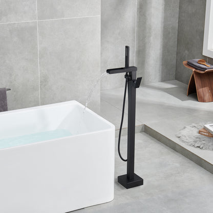 Single-Handle Free Standing Claw Foot Freestanding Tub Faucet with Handheld Shower in. matte black