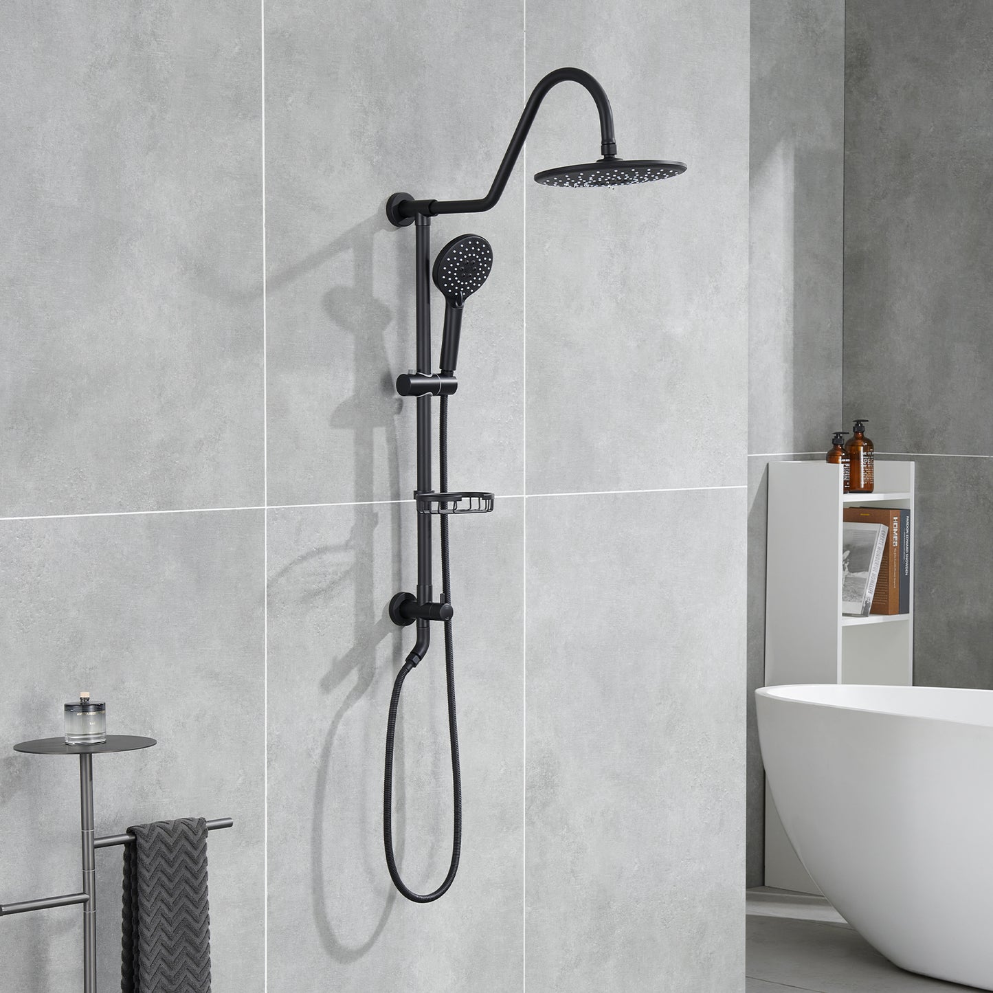 Wall Bar Shower Kit 1-Spray 7.85 in. Round Rain Shower Head with Hand Shower in Oil-Rubbed Bronze