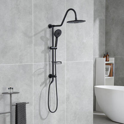 Wall Bar Shower Kit 1-Spray 7.85 in. Round Rain Shower Head with Hand Shower in Oil-Rubbed Bronze