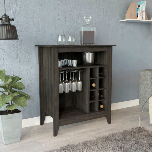 Bar Cabinet, One Open Shelf, Six Built-in Wine Rack, One Drawer -Espresso