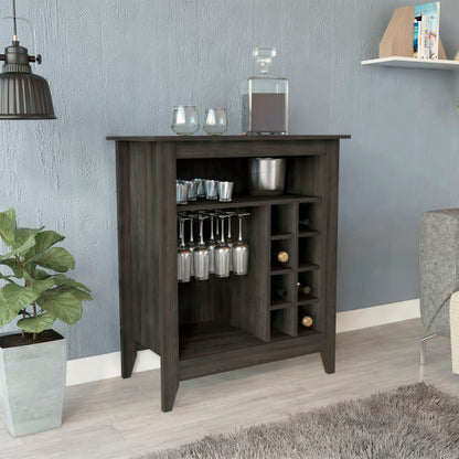 Bar Cabinet, One Open Shelf, Six Built-in Wine Rack, One Drawer -Espresso