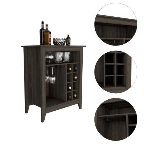 Bar Cabinet, One Open Shelf, Six Built-in Wine Rack, One Drawer -Espresso