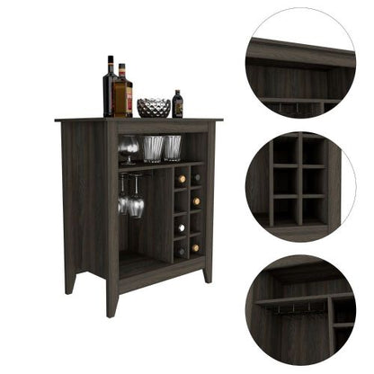 Bar Cabinet, One Open Shelf, Six Built-in Wine Rack, One Drawer -Espresso