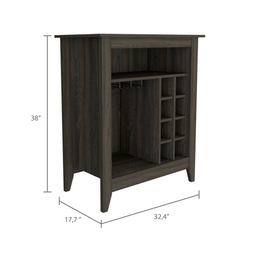 Bar Cabinet, One Open Shelf, Six Built-in Wine Rack, One Drawer -Espresso