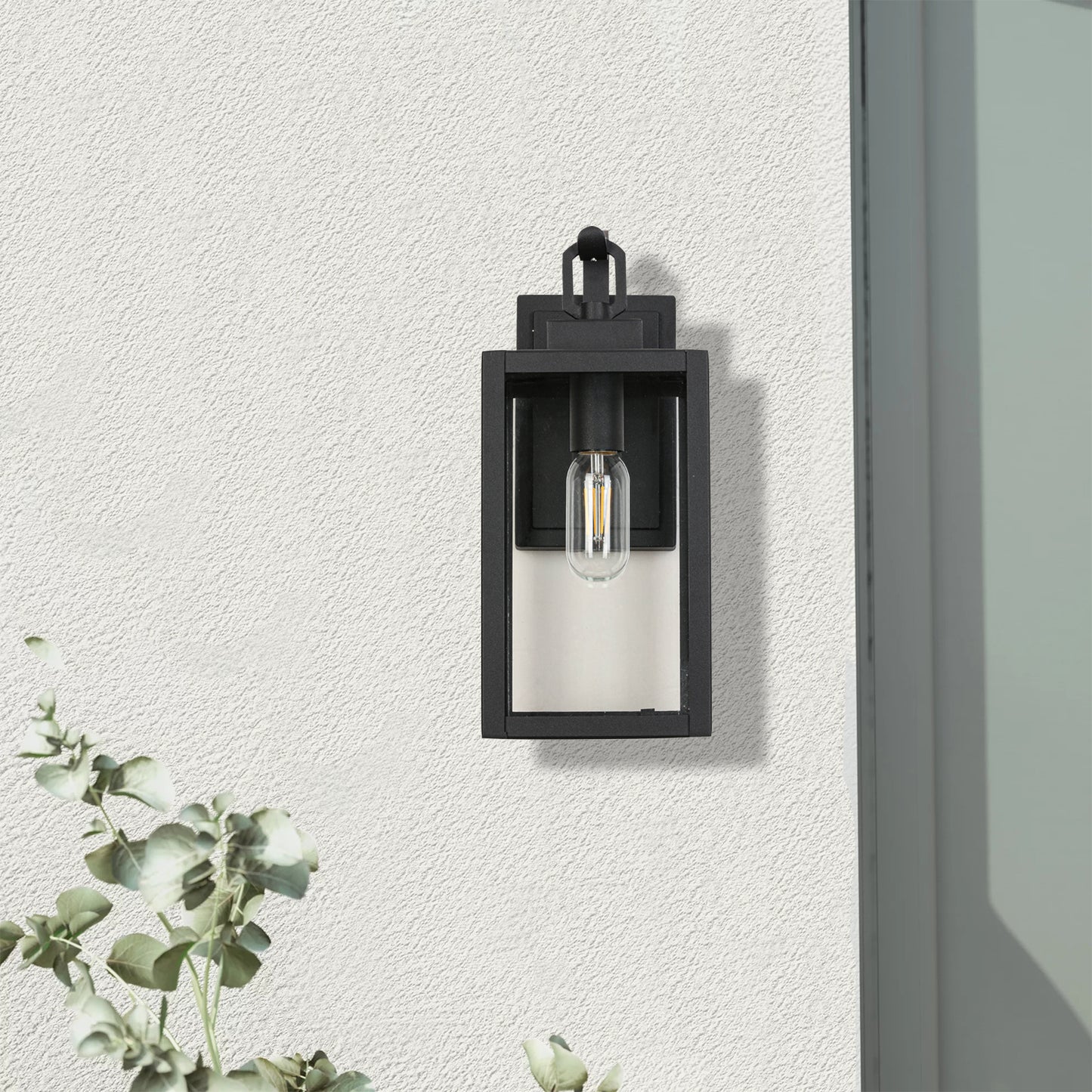 " 1-Light Matte Black Sensing Outdoor Hardwired Wall Sconce with No Bulb Included"