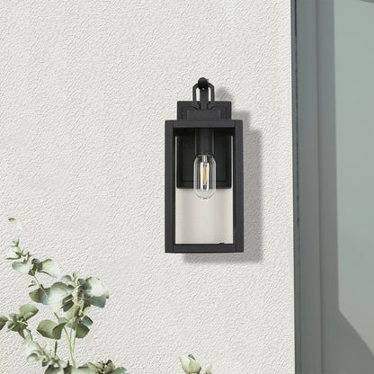 " 1-Light Matte Black Sensing Outdoor Hardwired Wall Sconce with No Bulb Included"