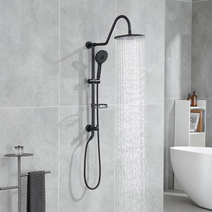 Wall Bar Shower Kit 1-Spray 7.85 in. Round Rain Shower Head with Hand Shower in Oil-Rubbed Bronze