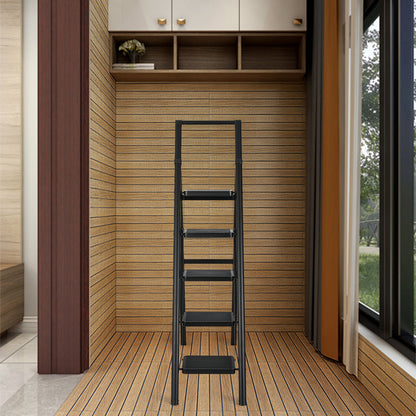 5-Step Steel Folding Step Stool Ladder 330 lbs. Load Capacity (1.5 ft. Industry Standard Ladder Height),Black