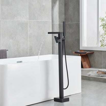 Single-Handle Free Standing Claw Foot Freestanding Tub Faucet with Handheld Shower in. matte black
