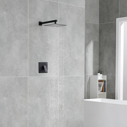 1-Spray Pattern 10 in. Wall Mount Square Fixed Shower Head in Matte Black