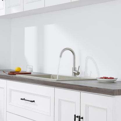 Single Handle Kitchen Bar Faucet with 360°, Single Hole Bar Kitchen Sink Faucet in Brushed Nickel